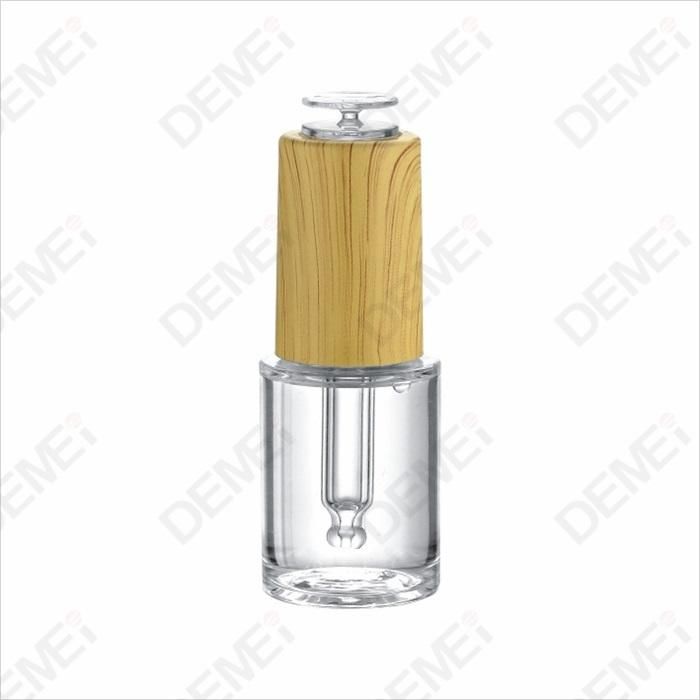 20ml Cosmetic Packaging Clear Round Glass Dropper Bottles with Wood Grain Press Button Pipette Dropper Cap