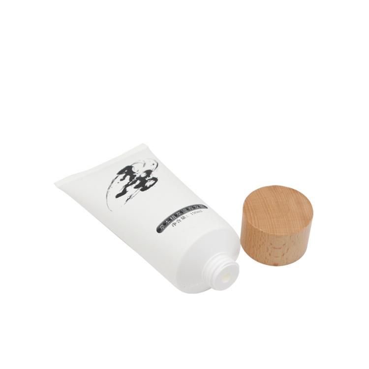 Cream Cosmetic Packaging Tubes with Wood Grain Cap