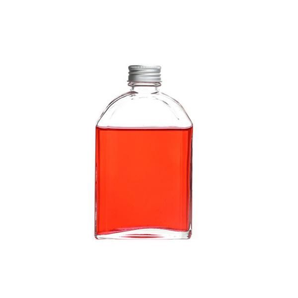 Flat Small 100ml Water Juice Milk Beverage Whiskey Glass Bottle with Metal Cap