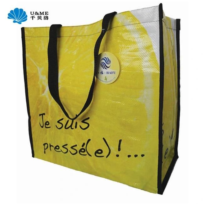 Custom Laminated Plastic PP Woven Handle Carry Shopping Packaging Bag