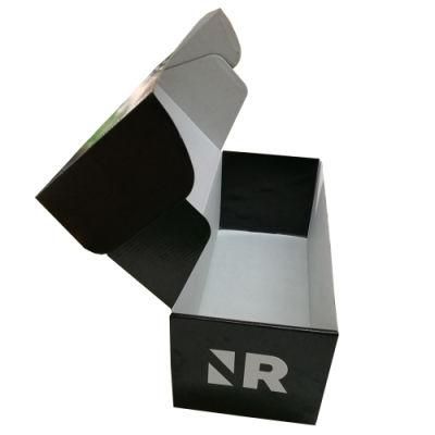 Glossy Black Silver Hot Stamping Rectangular Paper Packaging Box
