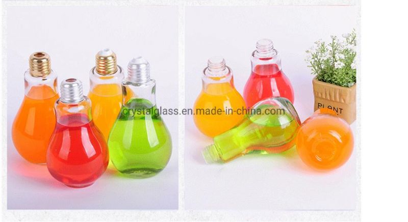 Glass Gift Bottle for Juice and Milk Water for Bar in Light Bulb Color