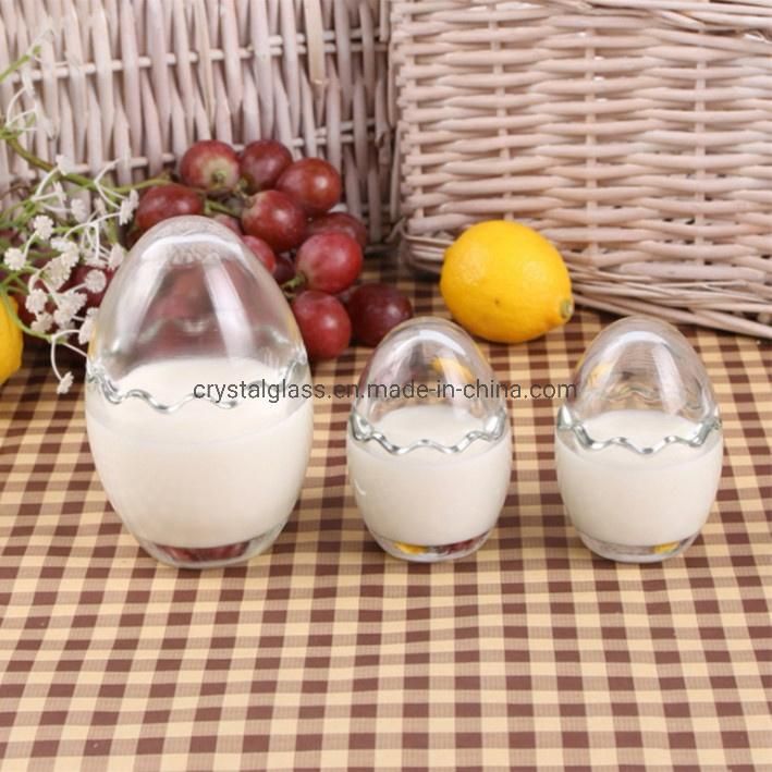 Top Grade Thicken Empty Clear Eggshell Shape Glass Pudding Bottle Pudding Jar 100/200ml