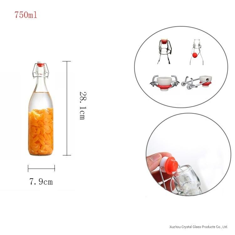 250ml-300ml Juice Beverage Milk Kombucha Glass Bottles with Flip Top