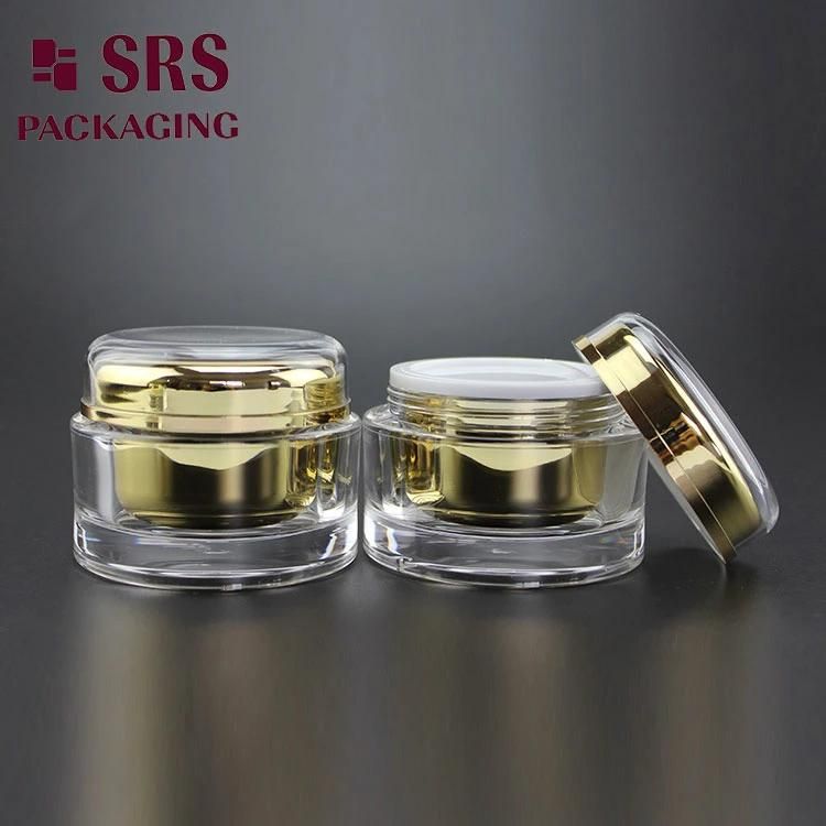 SRS Packaging Eco Friendly Natural Material Bamboo Wooden Cap Plastic Inner Jar Double Wall Container Cosmetic Packaging 15g 30g 50g Cream Skin Care Jars