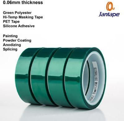 Green Polyester Hi-Temp Masking Tape Pet Tape with Silicone Adhesive Ideal for Painting Powder Coating Anodizing Splicing