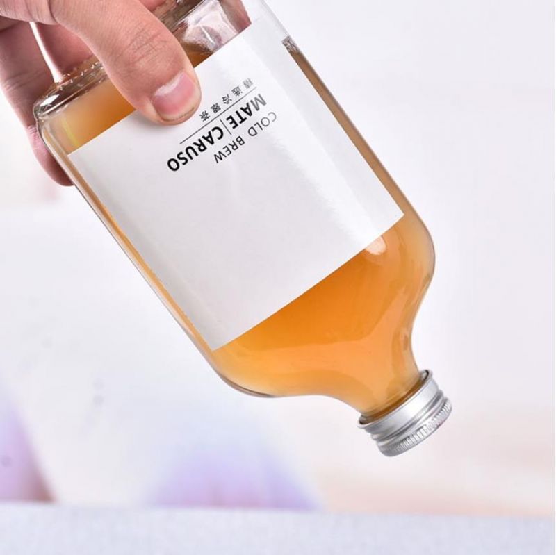 Hot Sell Glass Beverage Juice Bottle with Screw Metal Cap