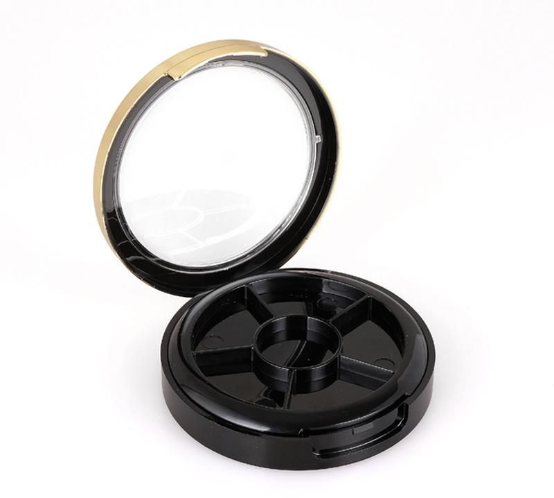 6 Holes Round Clear Black Quality Plastic Empty Eyeshadow Box