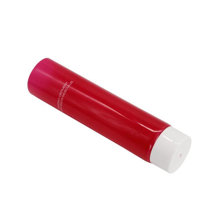 100g Colored Red Tube White Screw Cap Rotating Liquid Custom Text White Silk Screen Tube