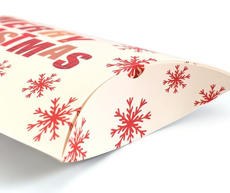 Wholesale Custom Size Snowflake Festival Gifts Packaging Christmas Candy Cardboard Pillow Box