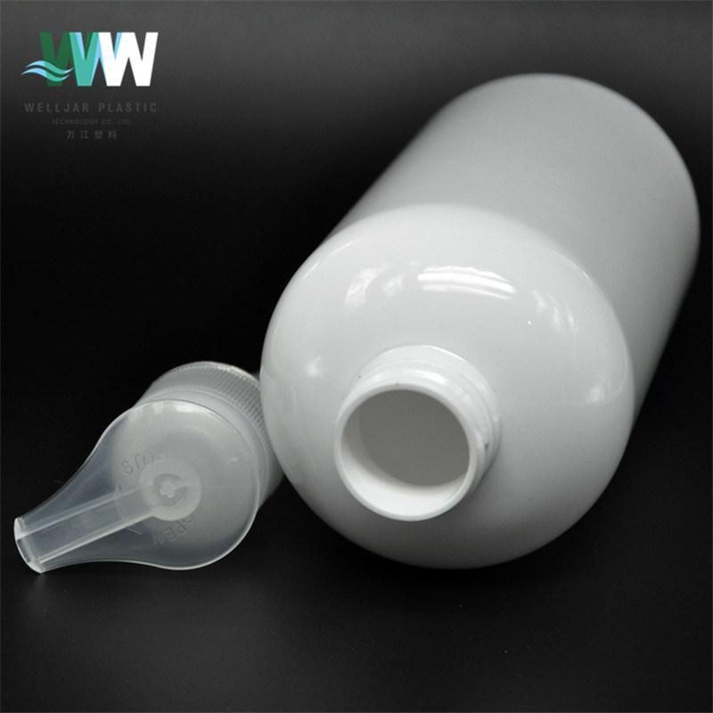 500ml Plastic Pet White Round Bottle with Lotion Pump