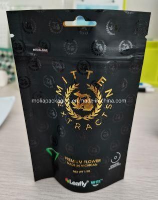 Custom Printed White/Mattetobacco Pouch Bag Packaging Mylar Ziplock Child Resistant Exit Bag, Packed 50 PCS