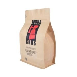 Heat Seal Plastic Block Bottom Paper Bag Kraft Ppaper Top Zip