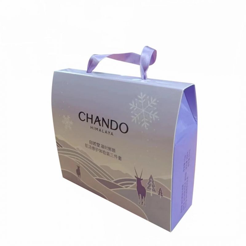 Customized Ribbon Hanger Glossy Lamination Cardboard Small Packaging Box