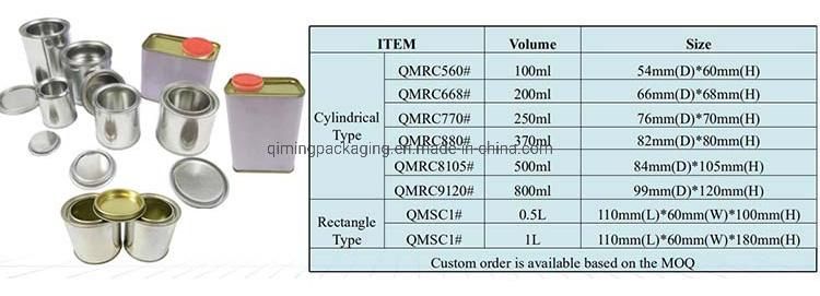 China Manufacture Metal Component for Adhesive Tin Can with Four Sizes with Dauber with Top and Bottom