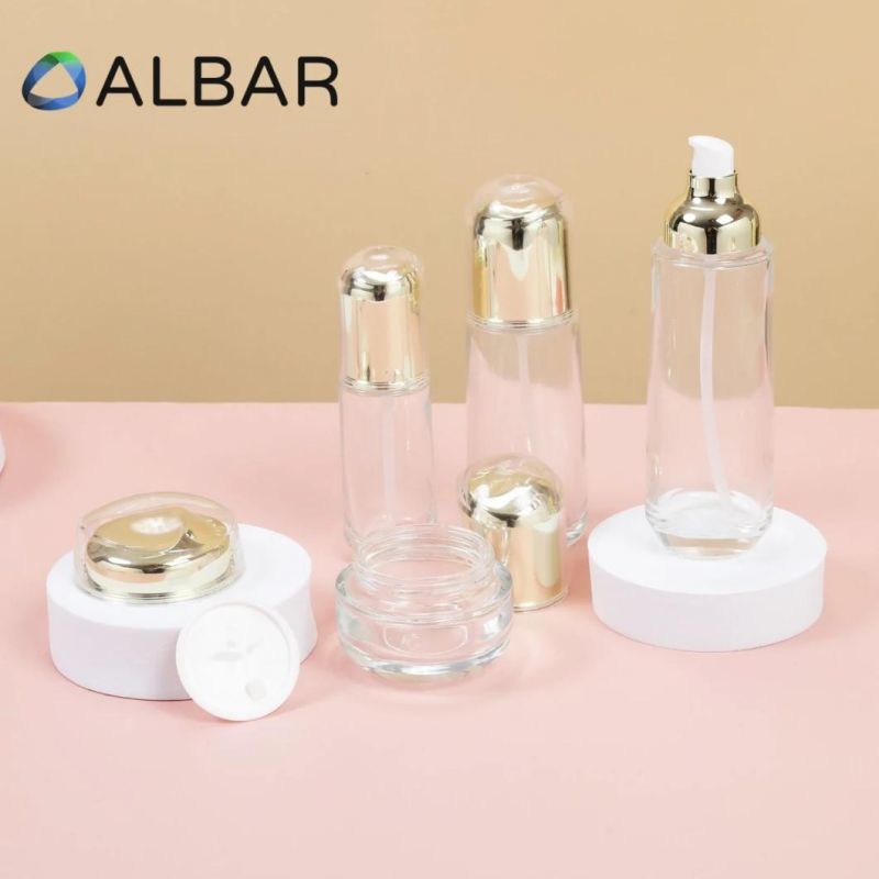 Light Gold Set Glass Bottles with Slim Tall Twist Cap for Essence Essential Oil Liquid