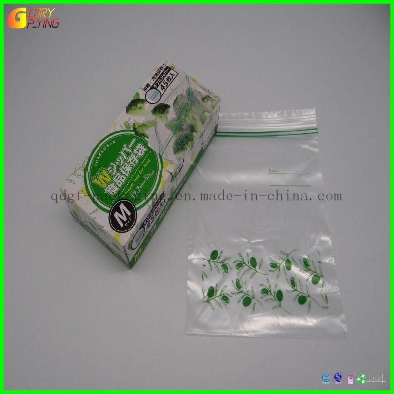 Color Printed Customized design Plastic Slider Packaging Food Bag, Frozen Plastic Fruit and Vegetable Bags.