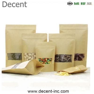 Plastic Sealable Coffee Gusset Kraft Paper Cereal Boil Snack Ounce Customized Stand up Pouches with Zipper for Food