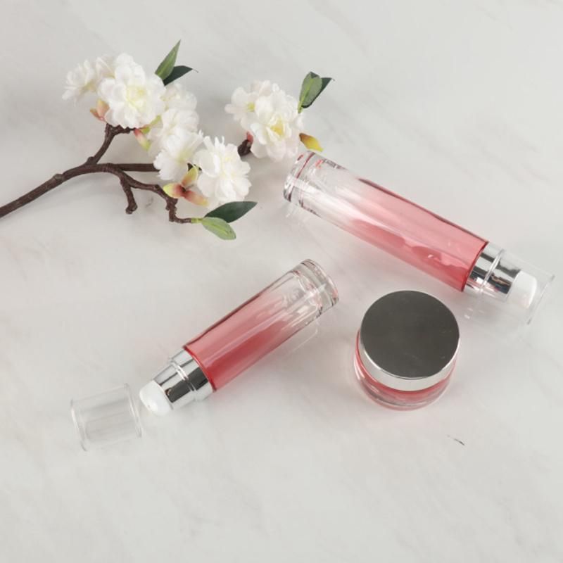 30g 50g 20ml 30ml 40ml 60ml 100ml 120ml Luxury Clear Gradient Pink Cosmetics Bottle Customized Glass Jars and Bottles Sets