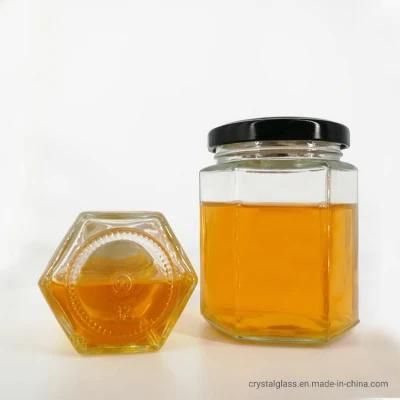 400ml 13 Oz Food Packaging Jar Hexagon Honey Glass Jar with Lid