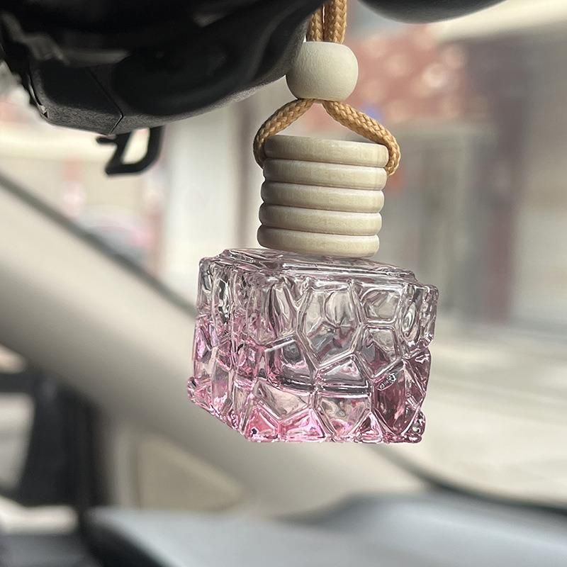 OEM Logo Wholesale 5ml 10ml Empty Square Wooden Cap Glass Air Freshener Car Perfume Diffuser Bottle