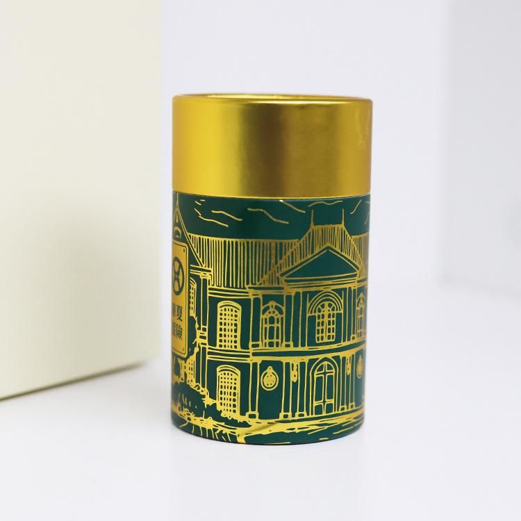 High End Custom Hot Stamping Cylinder Cardboard Tea Box Packaging Paper Tube