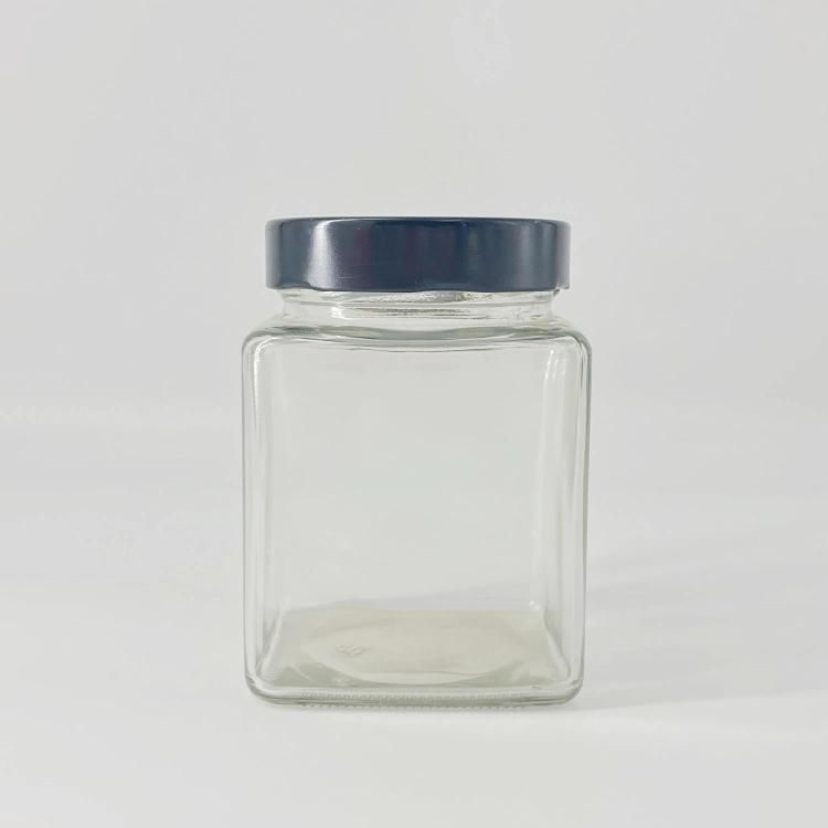 High Cap Deep Lids Square Hexagon Kitchen Spices Glass Jars 250ml Jam Jar Honey Jar