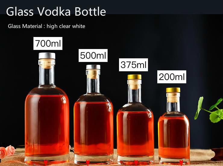 200-750ml High Quality Glass Red Wine Liquor Bottles Wine Decanter Vodka Bottle with Rubber