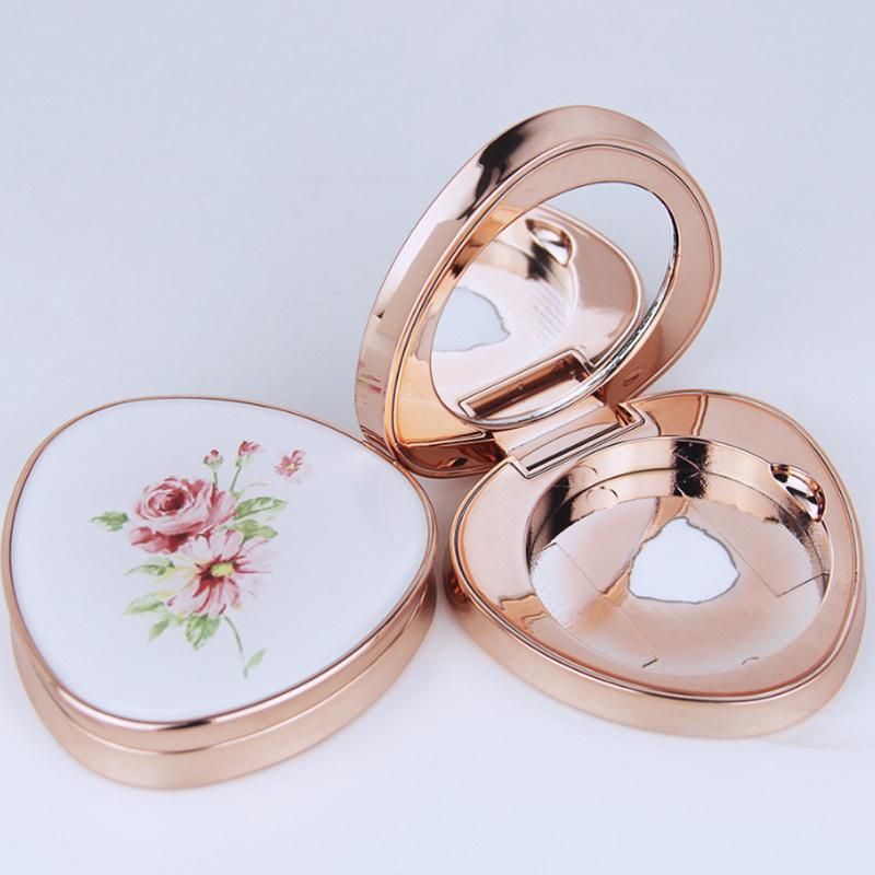 Fashion New Design Empty Compact Powder Case Plastic Container Puff with Mirror for Cosmetic Packaging