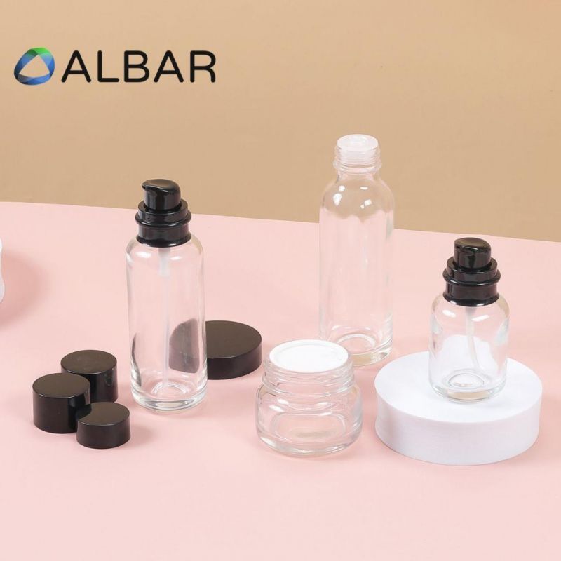 Customize Cosmetic Set Glass Bottles for Lotion Eye Serum Cream Jars with Lids