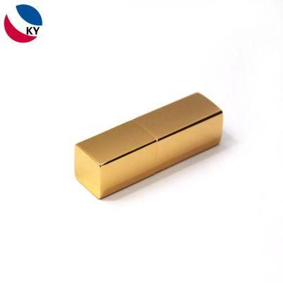 Empty Magnetic Magnet Aluminum Square Gold Plastic Lipstick Tube