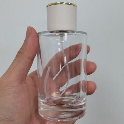 Round Glass Empty Perfume Bottle Cylinder OEM Transparent Fancy Luxury Bottle 50ml 100ml