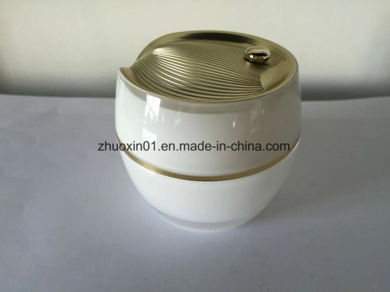 Luxury Unique 15g/30g/50g Pearl White Cosmetic Jar Acrylic Jar Plastic Jar Cream Jar with Golden Line