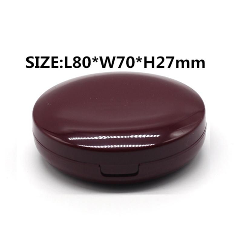 Empty Deep Purple Three Layers Plastic Compact Case for Makeup Powder Pressed Powder Container with Mirror