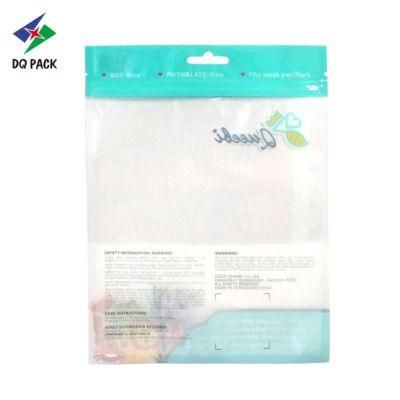 Dq Pack Custom Logo Mylar Bag Reusable Zipper Pouch Three Sides Seal Bag for Baby Pacifiers Packaging