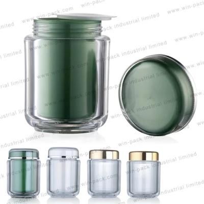 Hot Sell Green 100g Jar Acrylic Cosmetic Package with Aluminum Cap