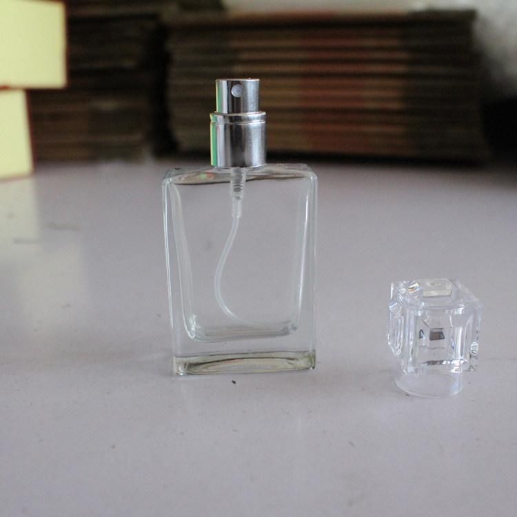 30ml Spray Fine Mist Clear Glass Atomizer Empty Refillable for Essential Oil Square Luxury Gold Silver Cap Parfum Packaging Container