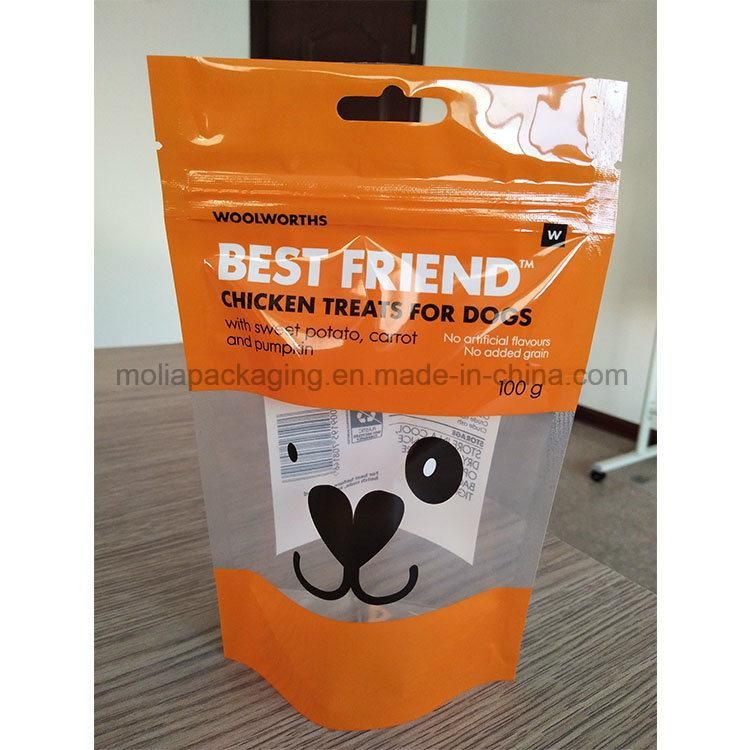 Plastic Bags/ Stand up Pouch/Custom Printing Plastic Pouches for Chicken Dog Treat Bags Glossy 100g