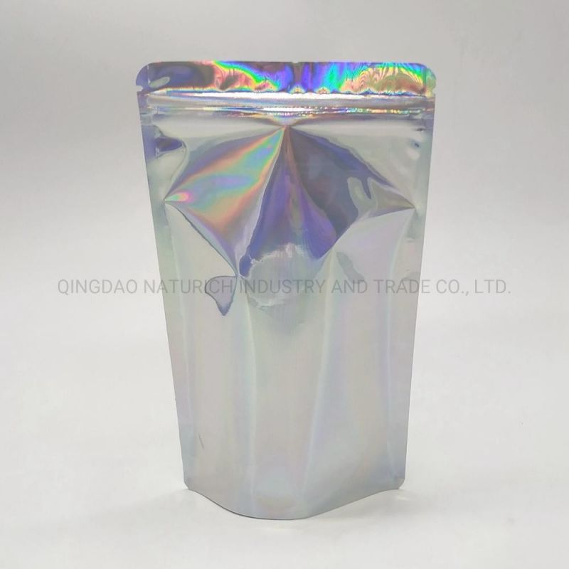 One Side Transparent Holographic Packaging Small Ziplock Mylar Hologram Packing Bags