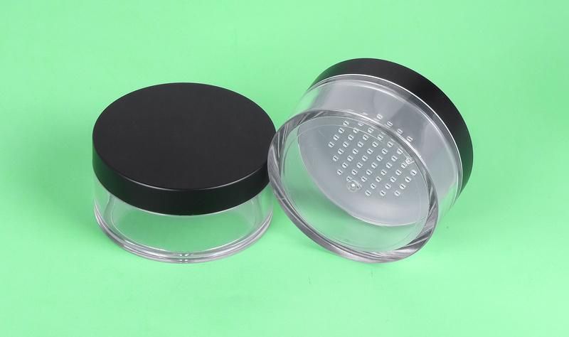 20g Factory Supply Elegant Clear Base Larger Size Black Round Loose Powder Case