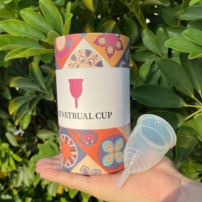 Firstsail Factory Price Luxury Printed Gift Round Cardboard Tube Packaging Cylinder Paper Box PVC Window for Period Silicone Menstrual Cup Personal Care Product