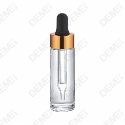 30ml Cosmetic Packaging Slim Straight Round Glass Dropper Bottles with 18mm Silver Aluminum Ruber Pipette Dropper with Outer Cap