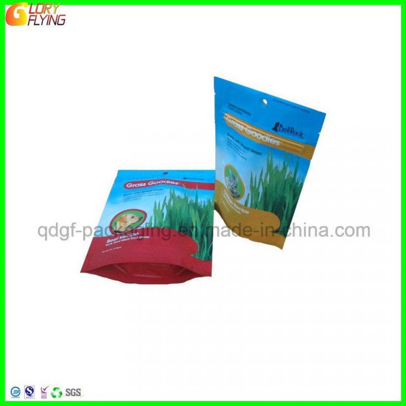 Dog Food Packaging with Zipper and Window Customized Plastic Bag with Design Printing