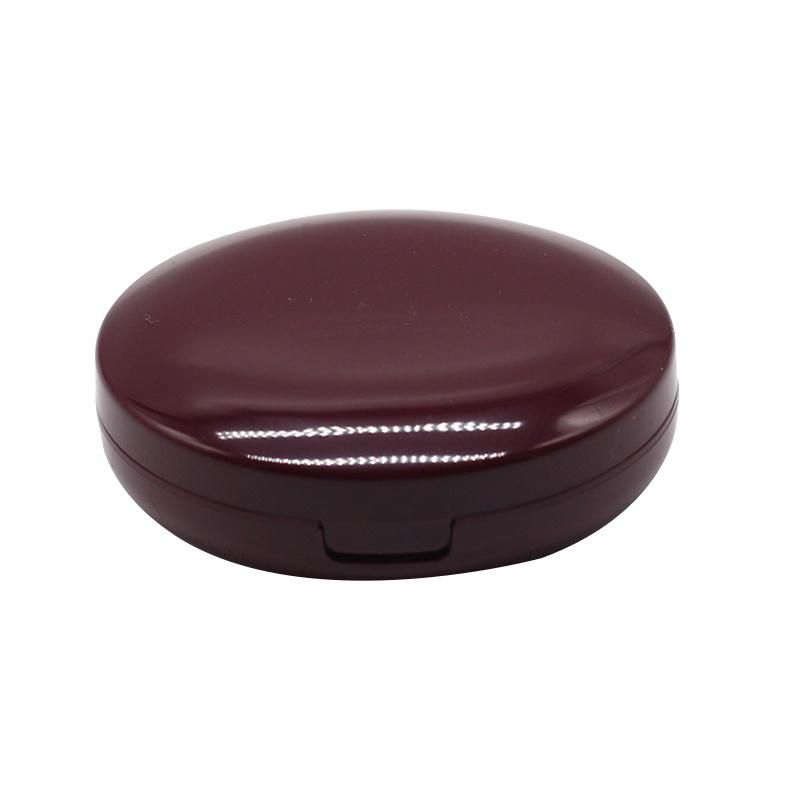 Empty Deep Purple Three Layers Plastic Compact Case for Makeup Powder Pressed Powder Container with Mirror