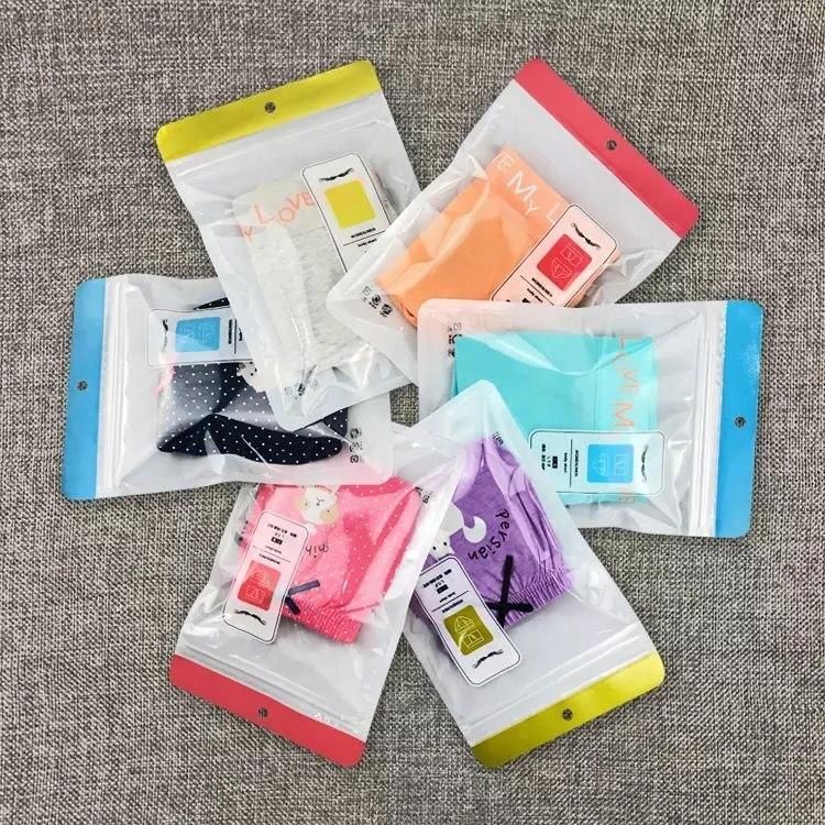 Custom Printed Compound Aluminum Foil Plastic Three Side Seal Underwear Packaging Bags with Hang Hole