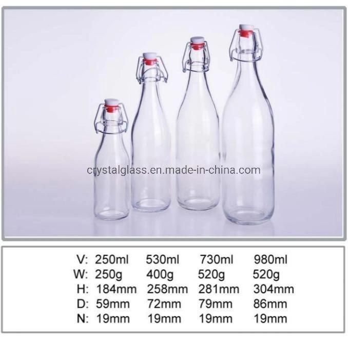 Lead-Free Thickened Juice Bottle Sealed Family Enzyme Swing Clip Glass Bottle Coke Bottle Milk Tea Beverage Bottle 250ml-1L