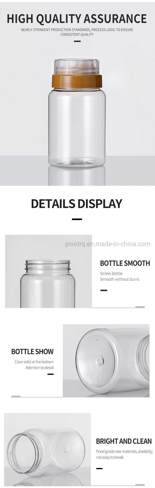 500g Round Plastic Packaging Honey Bottle for Honey Manufacturer