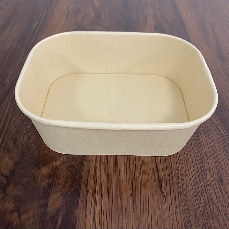 Large 1.4L White Rectan Paper Bowl Food Container Take Away for Poke