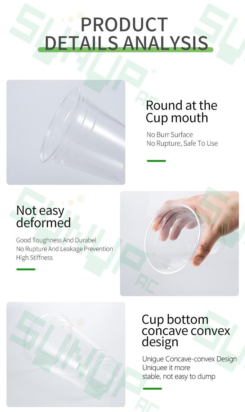 High Quality U Shape Pet Disposable Yoghurt Cup 360ml with Dome and Flat Cover