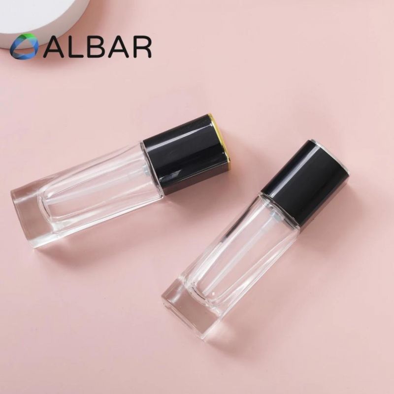 Straight Clear Glass Cosmetic Bottles in Semicircle for Face and Body Care